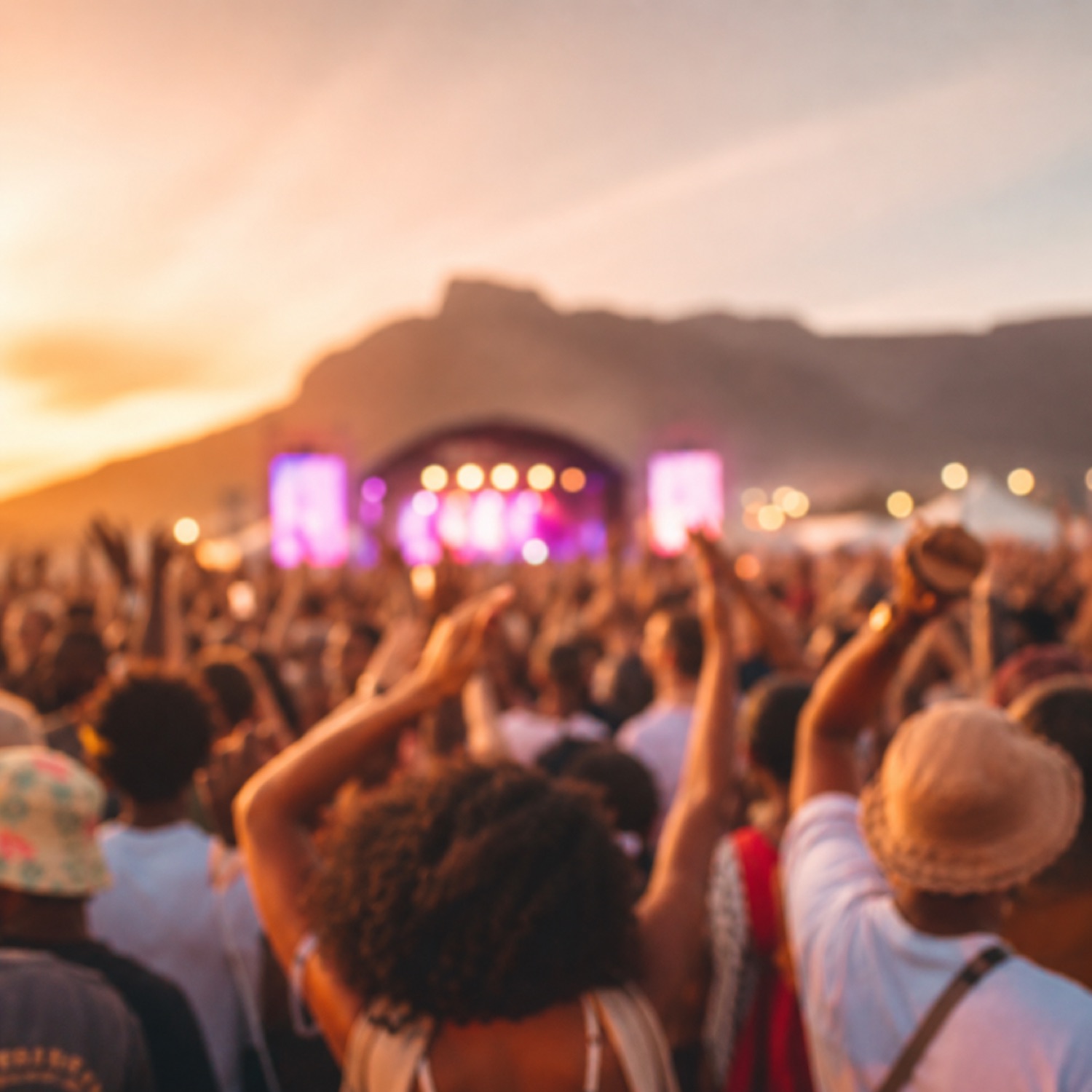 A crowd at an open-air festival